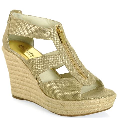 gold michael michael kors footwear wedges|Michael Kors zipper wedges.